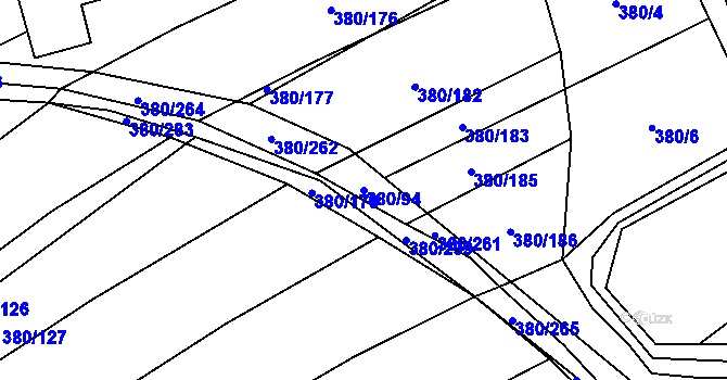 Parcela st. 380/94 v KÚ Těšánky, Katastrální mapa