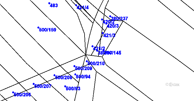 Parcela st. 380/97 v KÚ Těšánky, Katastrální mapa