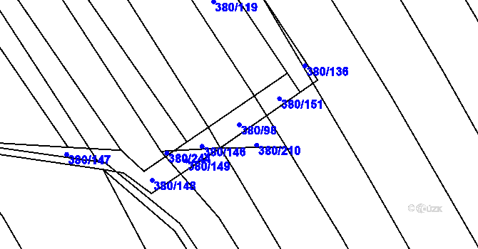 Parcela st. 380/98 v KÚ Těšánky, Katastrální mapa