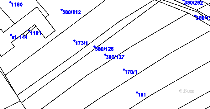 Parcela st. 380/127 v KÚ Těšánky, Katastrální mapa