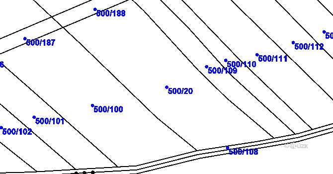 Parcela st. 500/20 v KÚ Těšánky, Katastrální mapa