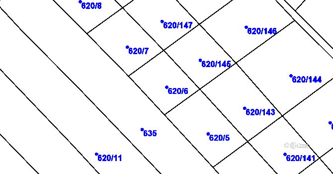 Parcela st. 620/6 v KÚ Těšánky, Katastrální mapa