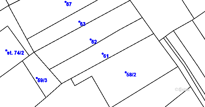 Parcela st. 61 v KÚ Těšánky, Katastrální mapa