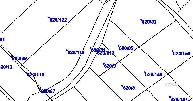 Parcela st. 620/113 v KÚ Těšánky, Katastrální mapa