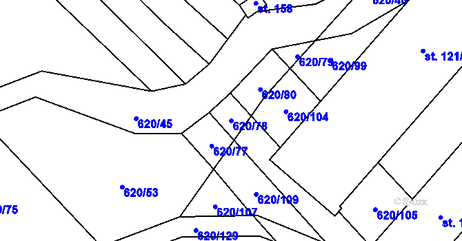 Parcela st. 620/78 v KÚ Těšánky, Katastrální mapa