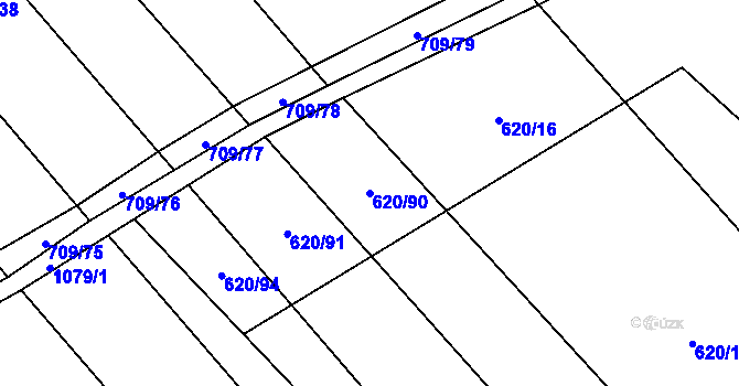 Parcela st. 620/90 v KÚ Těšánky, Katastrální mapa