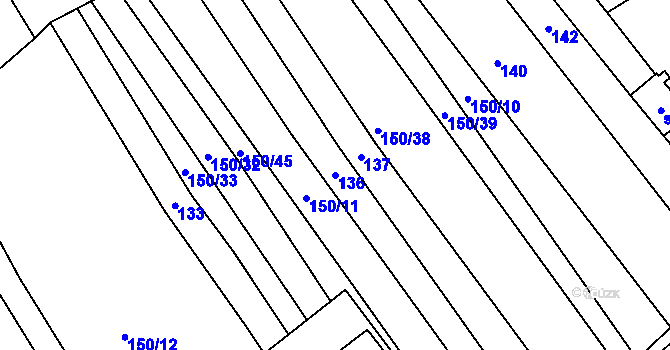 Parcela st. 136 v KÚ Těšánky, Katastrální mapa