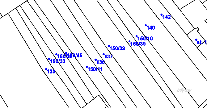 Parcela st. 137 v KÚ Těšánky, Katastrální mapa