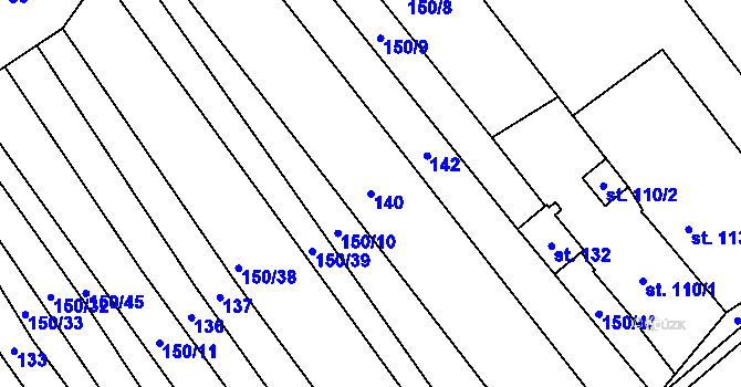 Parcela st. 140 v KÚ Těšánky, Katastrální mapa