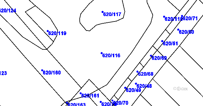 Parcela st. 620/116 v KÚ Těšánky, Katastrální mapa