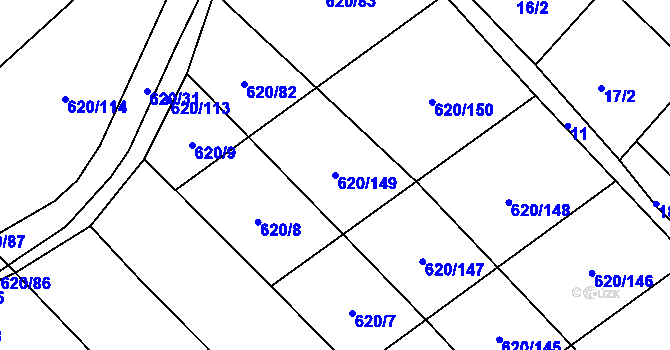 Parcela st. 620/149 v KÚ Těšánky, Katastrální mapa