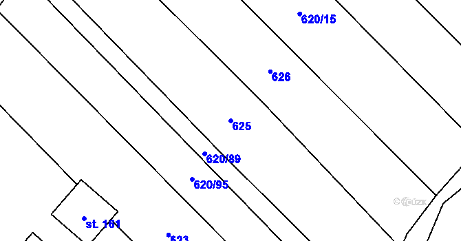 Parcela st. 625 v KÚ Těšánky, Katastrální mapa