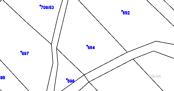 Parcela st. 694 v KÚ Těšánky, Katastrální mapa