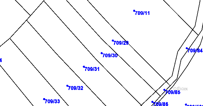 Parcela st. 709/30 v KÚ Těšánky, Katastrální mapa