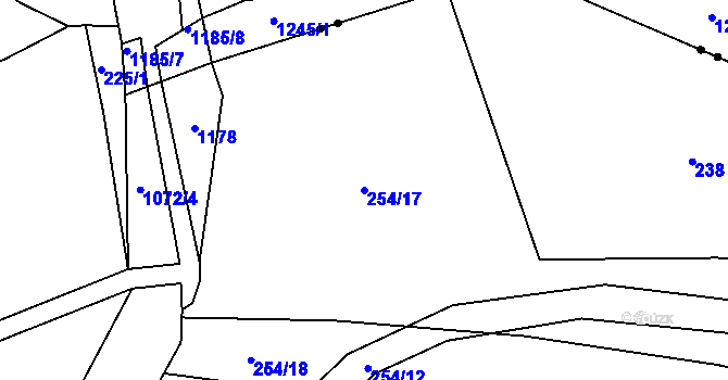 Parcela st. 254/17 v KÚ Těšánky, Katastrální mapa