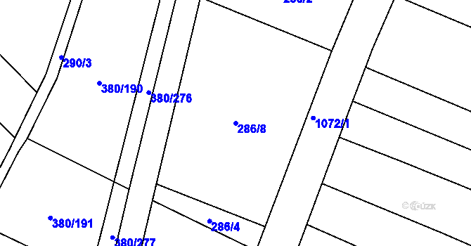 Parcela st. 286/8 v KÚ Těšánky, Katastrální mapa