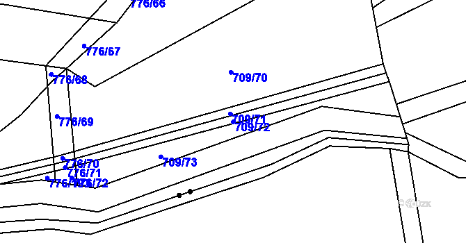 Parcela st. 709/72 v KÚ Těšánky, Katastrální mapa