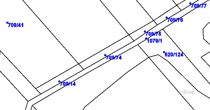 Parcela st. 709/74 v KÚ Těšánky, Katastrální mapa