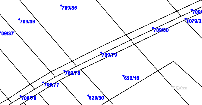 Parcela st. 709/79 v KÚ Těšánky, Katastrální mapa