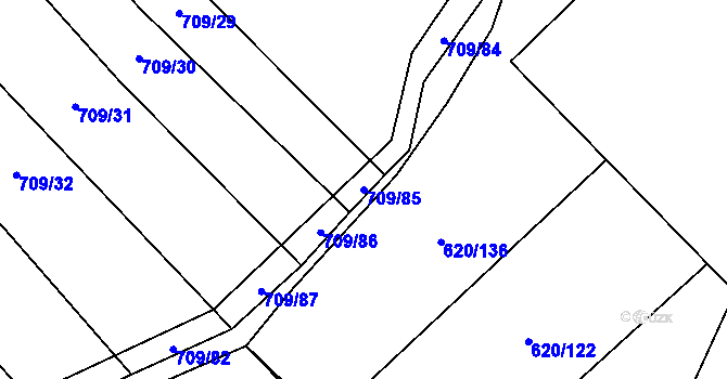 Parcela st. 709/85 v KÚ Těšánky, Katastrální mapa