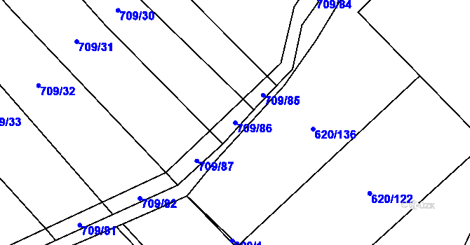 Parcela st. 709/86 v KÚ Těšánky, Katastrální mapa