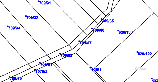 Parcela st. 709/87 v KÚ Těšánky, Katastrální mapa