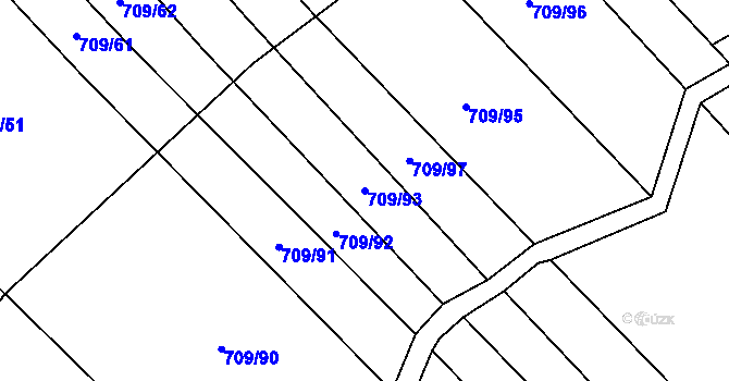 Parcela st. 709/93 v KÚ Těšánky, Katastrální mapa