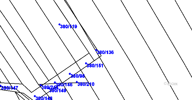 Parcela st. 380/136 v KÚ Těšánky, Katastrální mapa