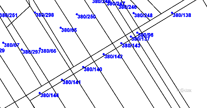 Parcela st. 380/142 v KÚ Těšánky, Katastrální mapa