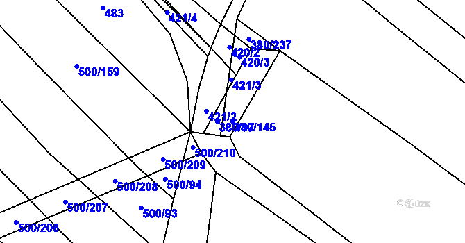 Parcela st. 380/145 v KÚ Těšánky, Katastrální mapa