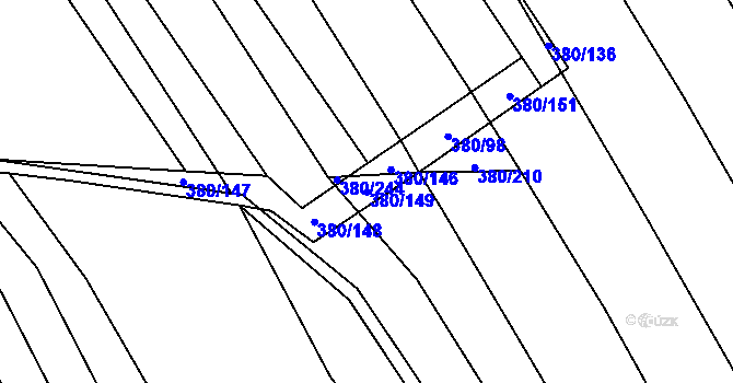 Parcela st. 380/149 v KÚ Těšánky, Katastrální mapa