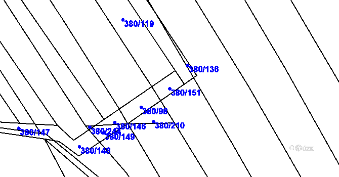 Parcela st. 380/151 v KÚ Těšánky, Katastrální mapa