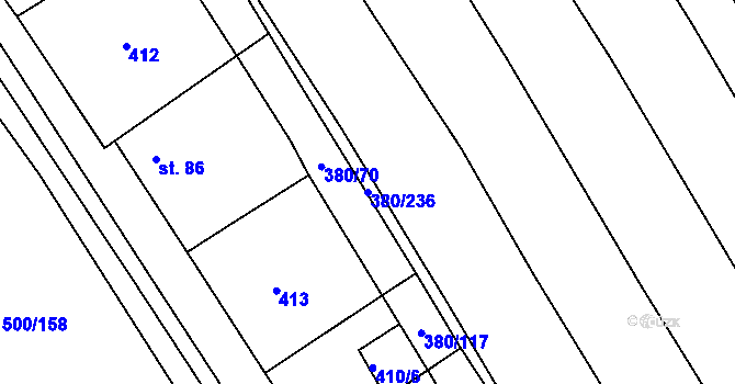 Parcela st. 380/236 v KÚ Těšánky, Katastrální mapa