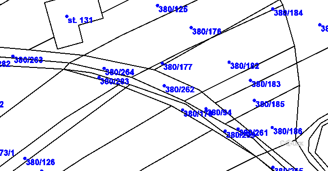 Parcela st. 380/262 v KÚ Těšánky, Katastrální mapa