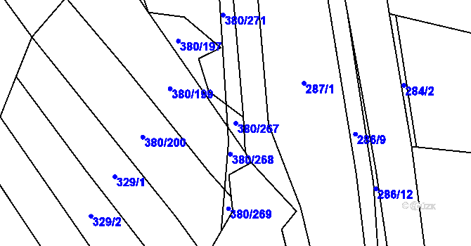 Parcela st. 380/267 v KÚ Těšánky, Katastrální mapa