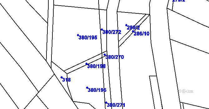 Parcela st. 380/270 v KÚ Těšánky, Katastrální mapa