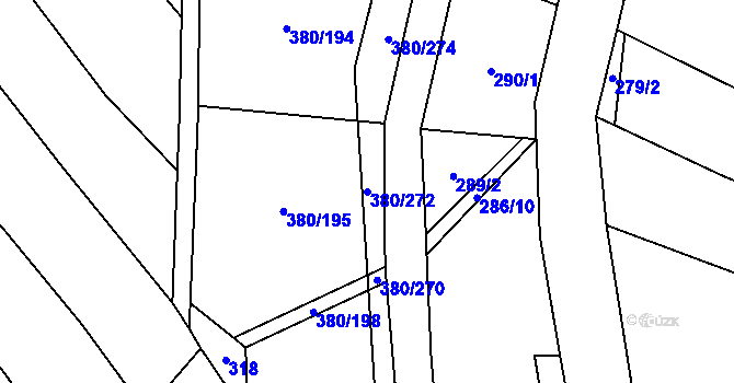 Parcela st. 380/272 v KÚ Těšánky, Katastrální mapa