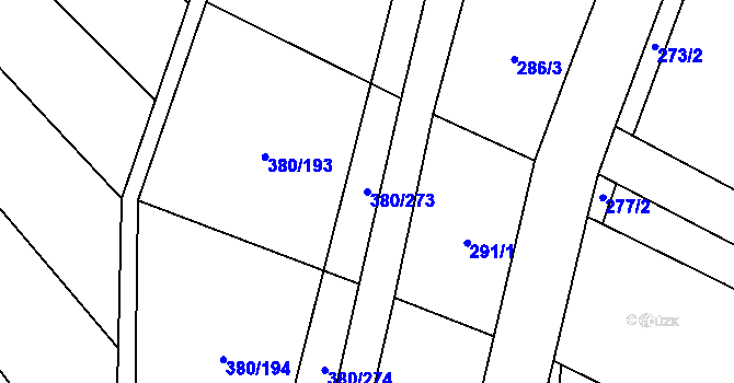 Parcela st. 380/273 v KÚ Těšánky, Katastrální mapa