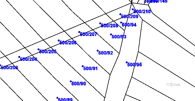 Parcela st. 500/92 v KÚ Těšánky, Katastrální mapa
