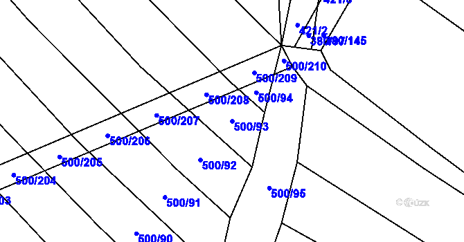 Parcela st. 500/93 v KÚ Těšánky, Katastrální mapa