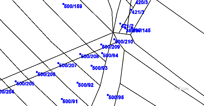 Parcela st. 500/94 v KÚ Těšánky, Katastrální mapa