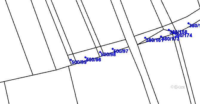 Parcela st. 500/98 v KÚ Těšánky, Katastrální mapa