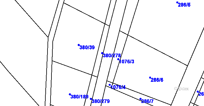 Parcela st. 380/278 v KÚ Těšánky, Katastrální mapa
