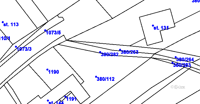 Parcela st. 380/282 v KÚ Těšánky, Katastrální mapa