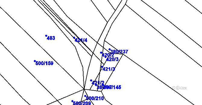 Parcela st. 420/2 v KÚ Těšánky, Katastrální mapa