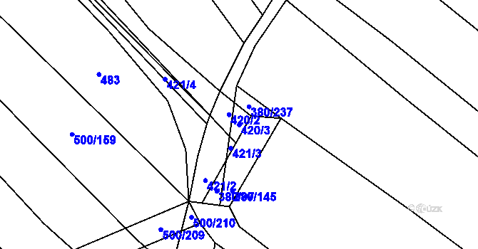 Parcela st. 420/3 v KÚ Těšánky, Katastrální mapa