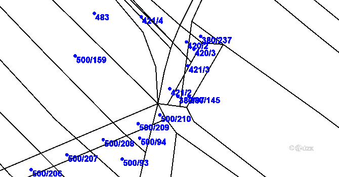 Parcela st. 421/2 v KÚ Těšánky, Katastrální mapa