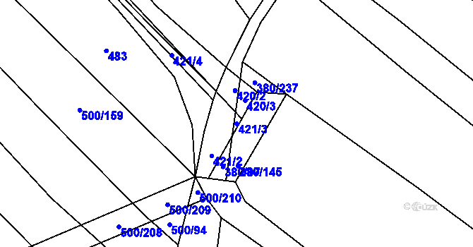 Parcela st. 421/3 v KÚ Těšánky, Katastrální mapa