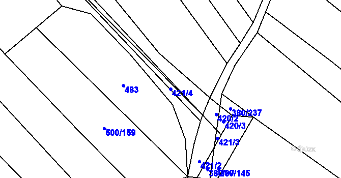 Parcela st. 421/4 v KÚ Těšánky, Katastrální mapa