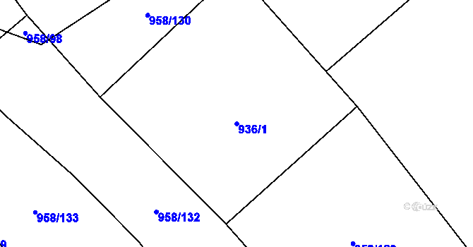 Parcela st. 936/1 v KÚ Těšánky, Katastrální mapa